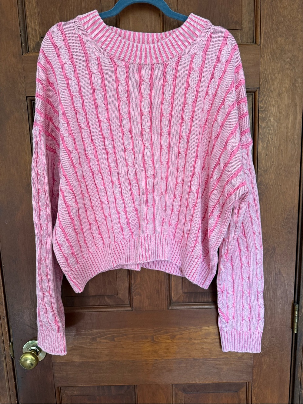 GAP Pink Cable-Knit Scoop Neck Sweater